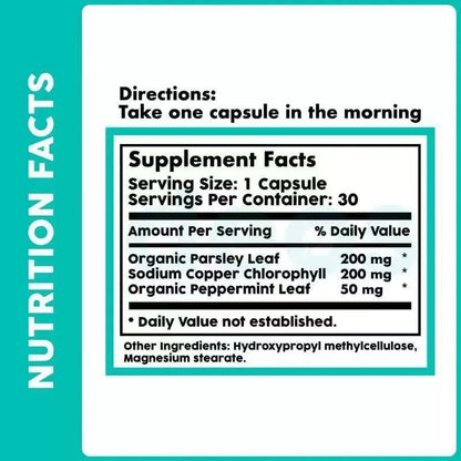 Chlorophyll Capsules Natural Plant-based Supplement Contain Herbal Ingredients for Digestion Support & Gut Health Skin Health